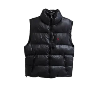 black vest with a red label black vest with a red label